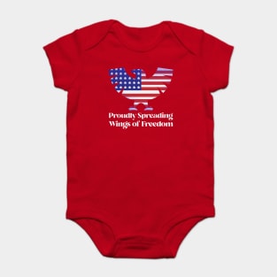 Proudly Spreading Wings of Freedom 4th of July Patriotic Baby Bodysuit